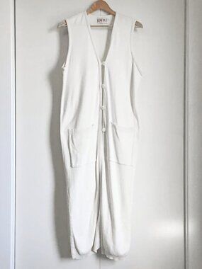 Vintage Emme Ghost White Knit Sleeveless Vest Small Canadian Cat Whisperer